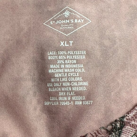 St. Johns Bay Womens Pink Lace Floral Yoke Flutter Sleeve Tunic XL Cottagecore - Picture 3 of 7